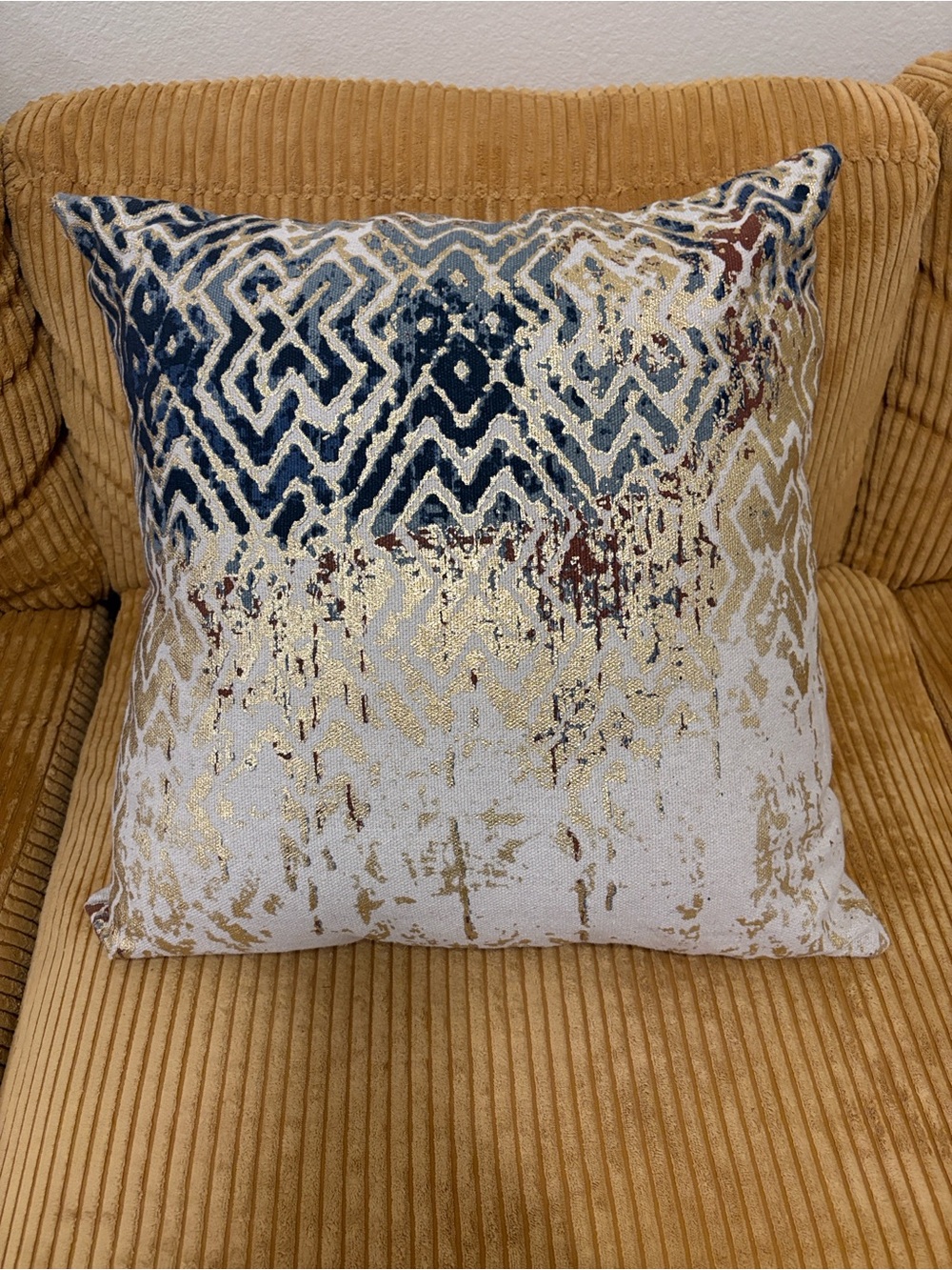 Decorative Black Blue and Gold Geometric Throw Pillow - Home Accents